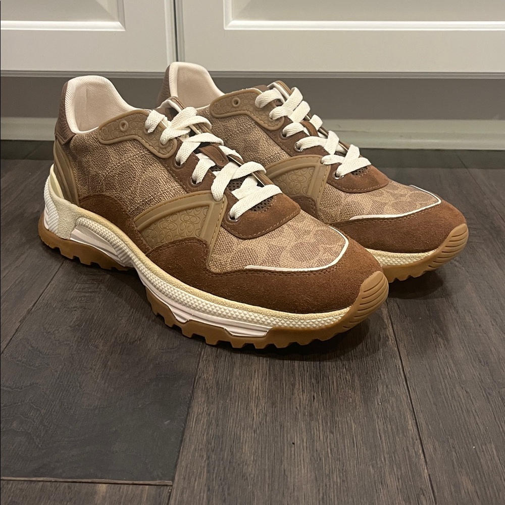 Coach New York khaki Signature C143 G3525 Shoes Sneakers Mens Size 12
